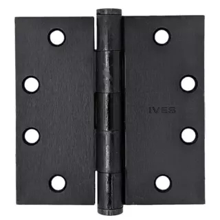 Ives 5PB1 5 Knuckle, Plain Bearing Full Mortise Hinge, 4.5" x 4.5", Flat Black