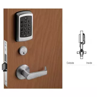 Yale NTM612-NR NexTouch Pushbutton Sectional Mortise Lock- with Key Override, no Deadbolt